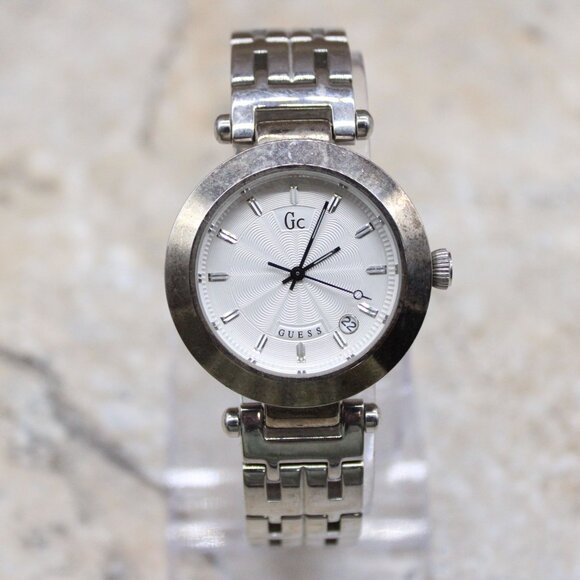 Vintage GUESS GC Watch Silver Tone Stainless Steel Unisex Quartz Dial Y2k - Picture 2 of 8